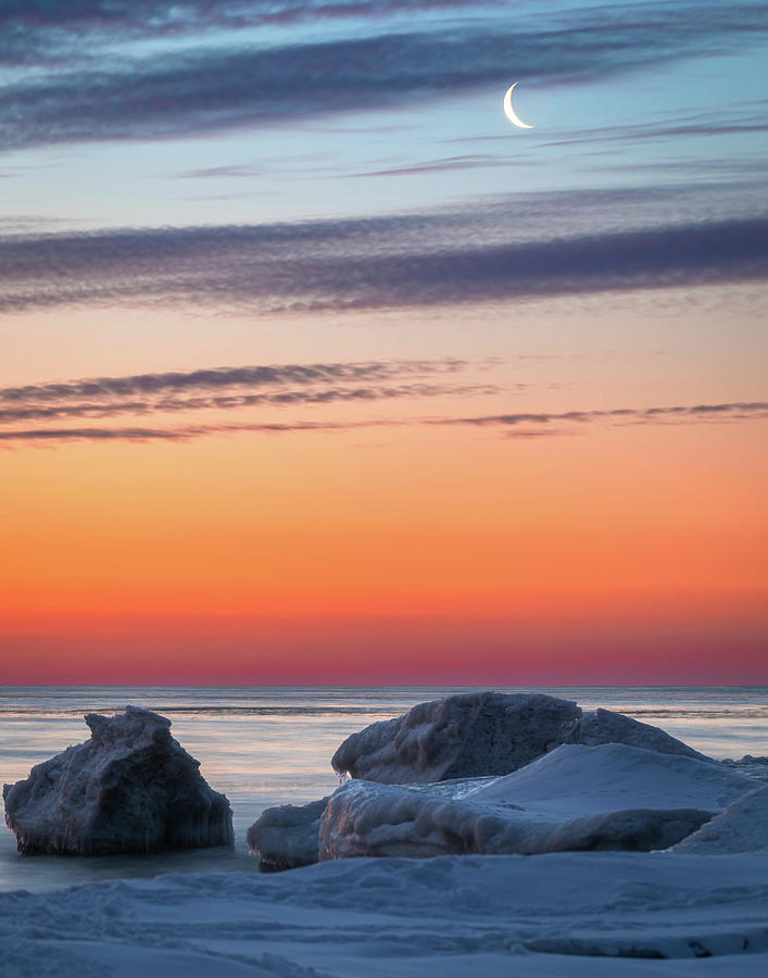 Winters Crescent Moon Photograph by Jeffrey Ewig