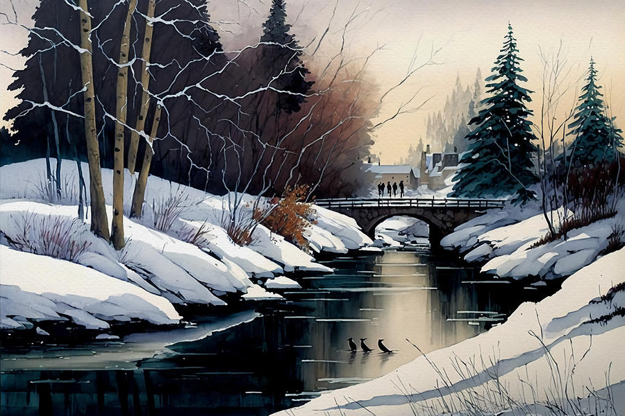 Winters Delight on the Credit River Digital Art by Kai Saarto