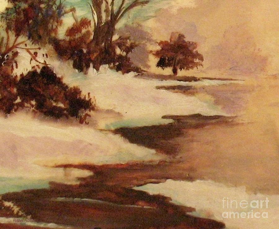 Tree Painting - Winters Glow by Hazel Holland