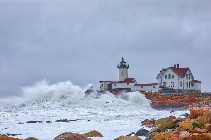 Winterstorm Waves at Eastern Point Lighthouse Photograph by Juergen Roth