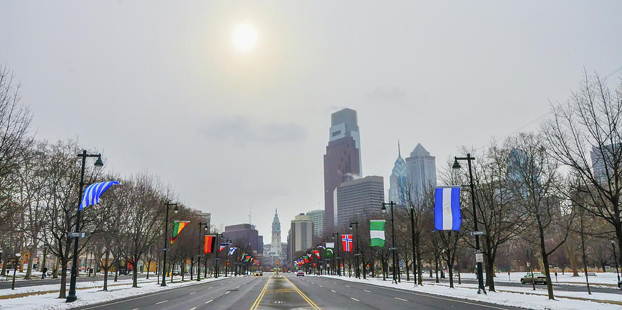 Wintertime - Benjamin Franklin Parkway Photograph by Philadelphia Photography