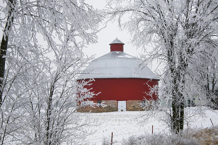 Wintery Round Barn Photograph by Brook Burling