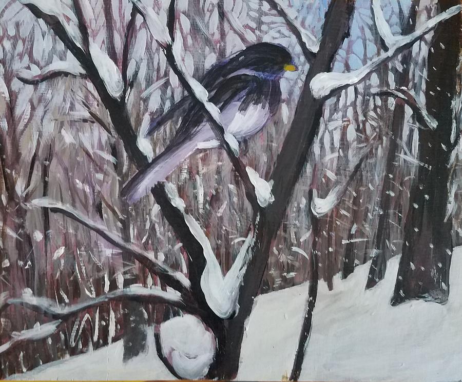 Wintry Bird Painting by Tilly Strauss