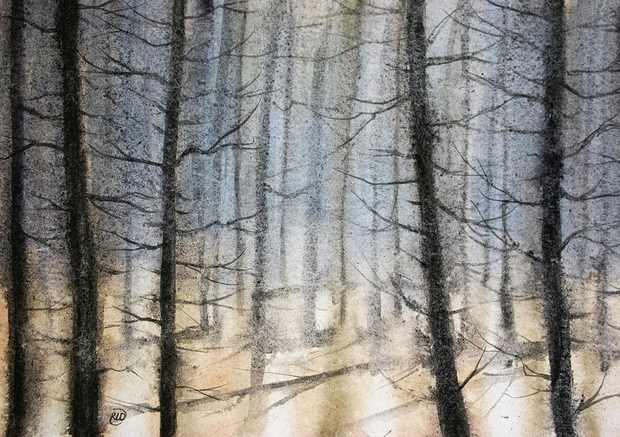 Wintry Forest Painting by Rebecca Davis