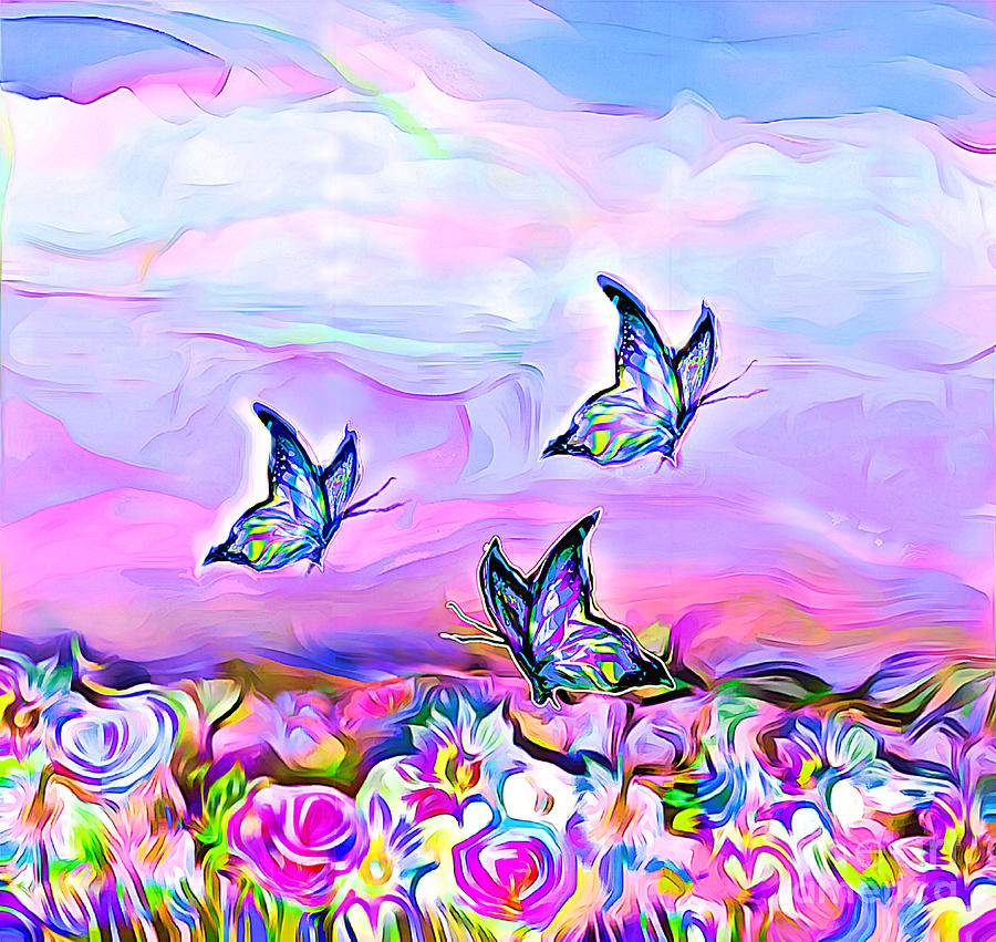 Wintry Paradise Garden In Pastels Digital Art by BelleAme Sommers