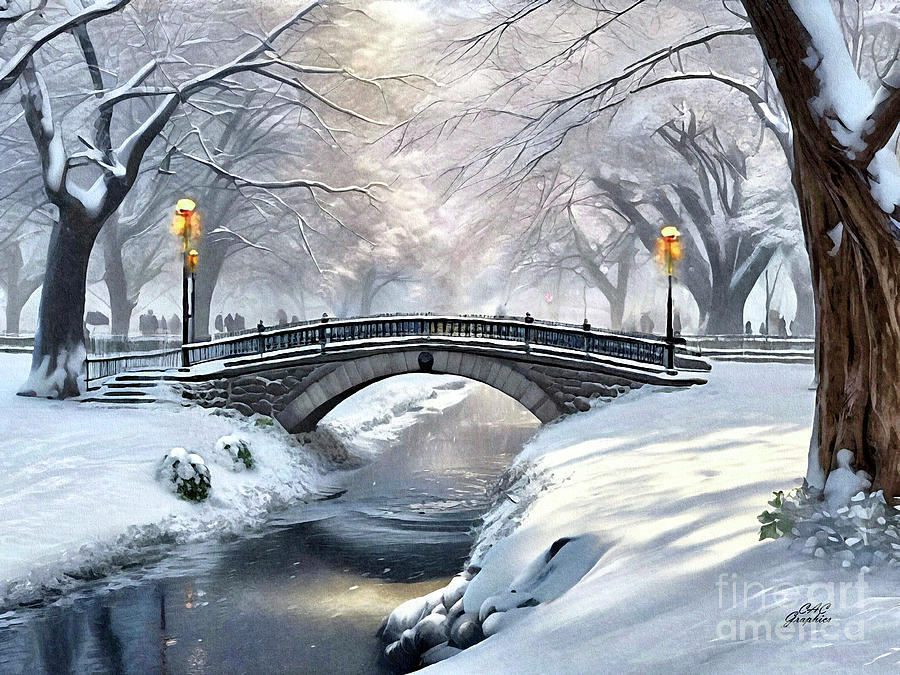 Wintry Park Bridge  Painting by CAC Graphics