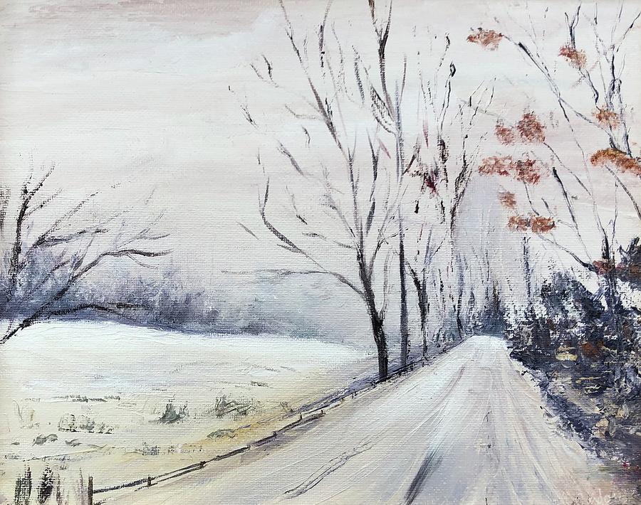 Wintry Road Painting by Rachel Barlow Wintry Road Painting by Rachel Barlow