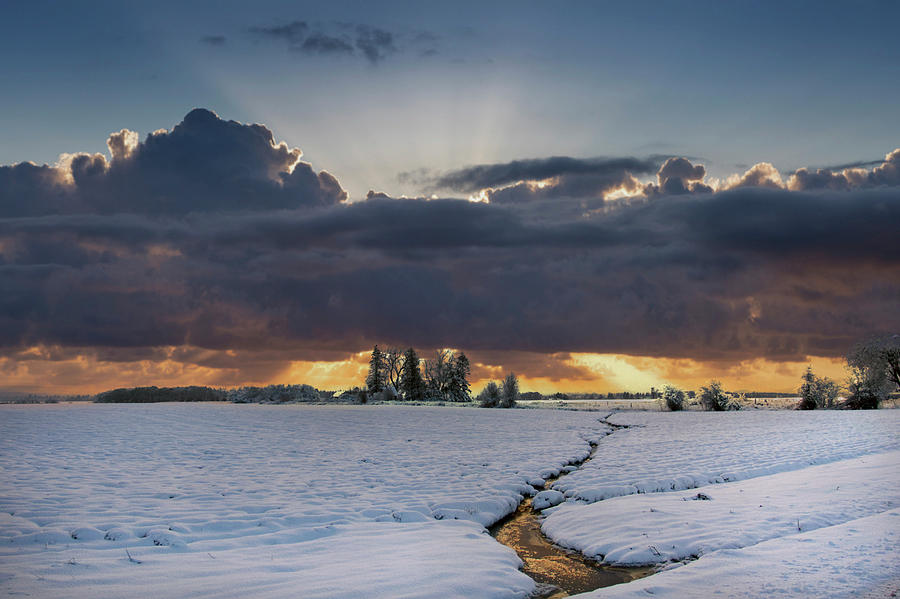 Winter Photograph - Wintry Sunset Vista by Bonnie Moreland
