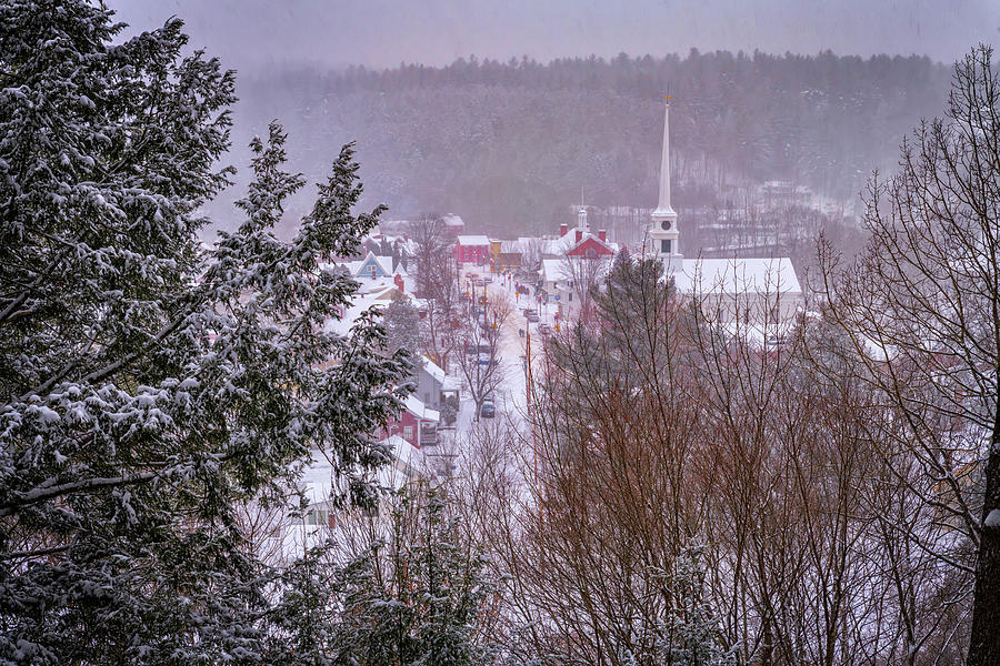 Winter Photograph - Wintry View of Stowe from Sunset Rock by Rick Berk
