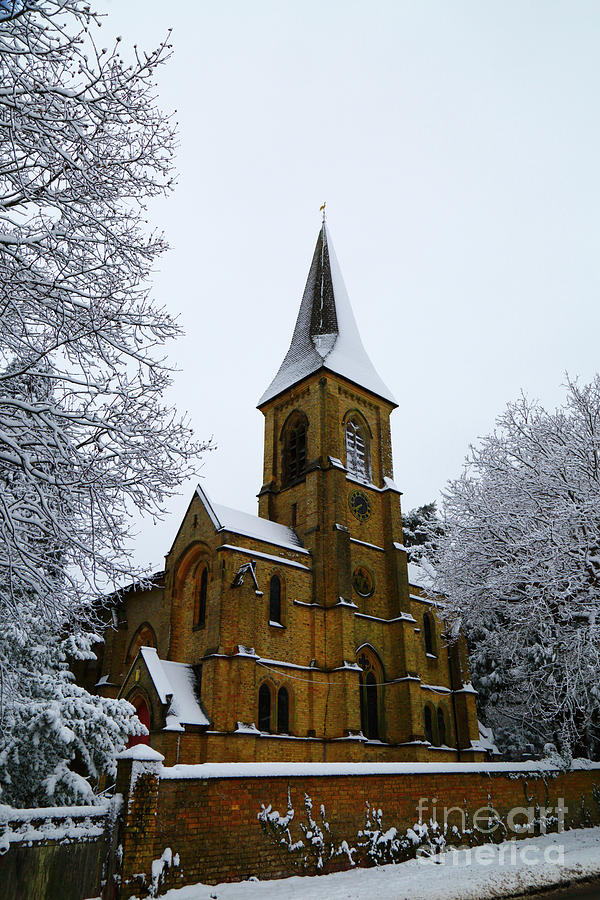 Wintry views of St Peters church Southborough Common Kent England Photograph by James Brunker