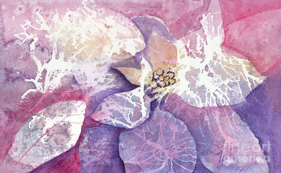 WIP 2 Abstract Watercolor Negative Painting Poinsettia Painting by Conni Schaftenaar