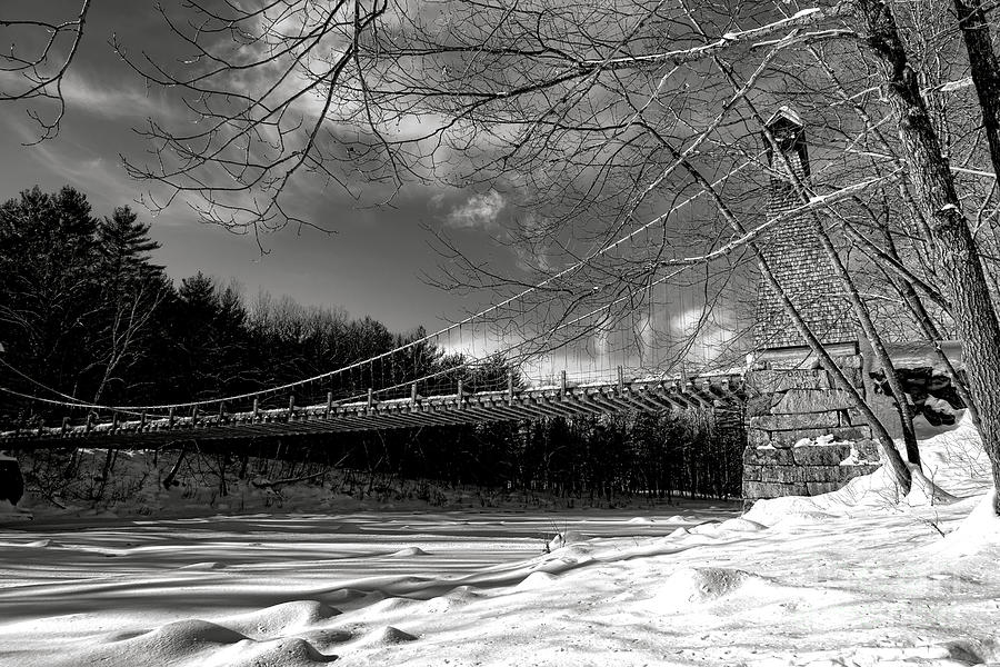 Wire Bridge over the Carrabasset in Winter Photograph by Olivier Le Queinec