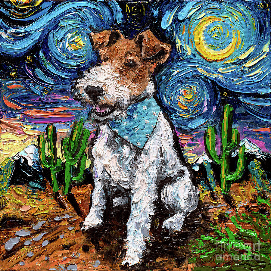 Fox Terrier Painting - Wire Fox Terrier by Aja Trier Fox Terrier Painting - Wire Fox Terrier by Aja Trier