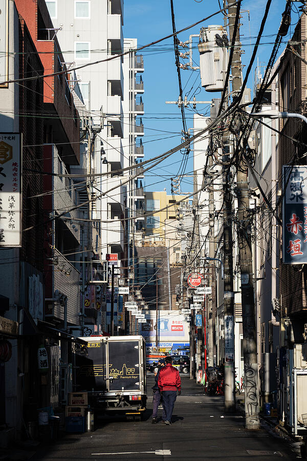 Wired Morning - Tokyo Asakusa Street Scene Photograph by Matthias Hauser Wired Morning - Tokyo Asakusa Street Scene Photograph by Matthias Hauser