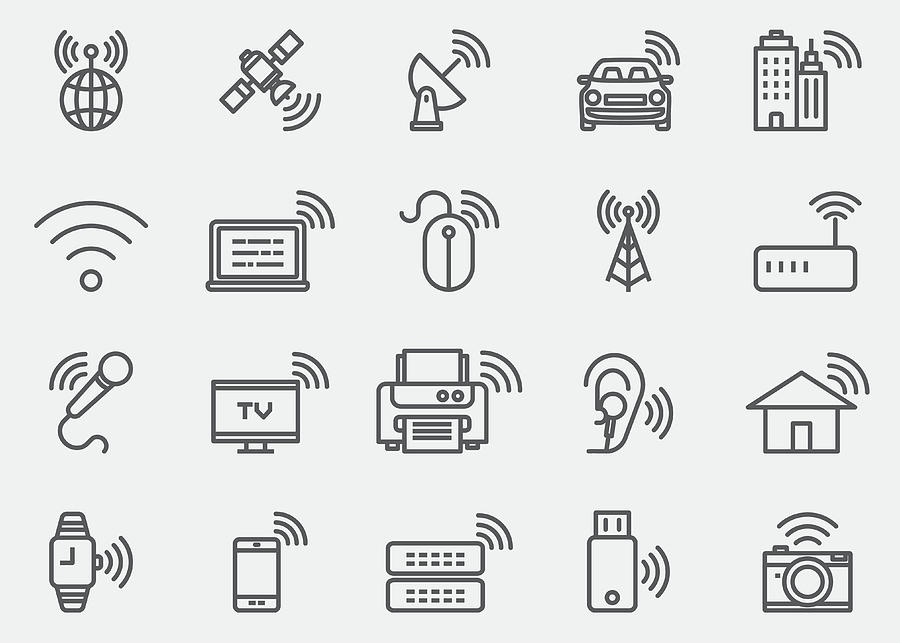Wireless Technology WIFI lines Icons | EPS 10 Drawing by LueratSatichob
