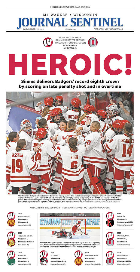 Wisconsin Badgers NCAA Womens Hockey 2025 National Championship Commemorative Cover Digital Art by Milwaukee Journal Sentinel Wisconsin Badgers NCAA Womens Hockey 2025 National Championship Commemorative Cover Digital Art by Milwaukee Journal Sentinel