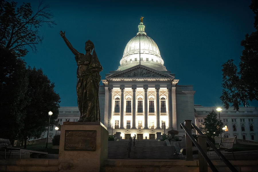 Wisconsin Capitol at Night Photograph by Todd Klassy