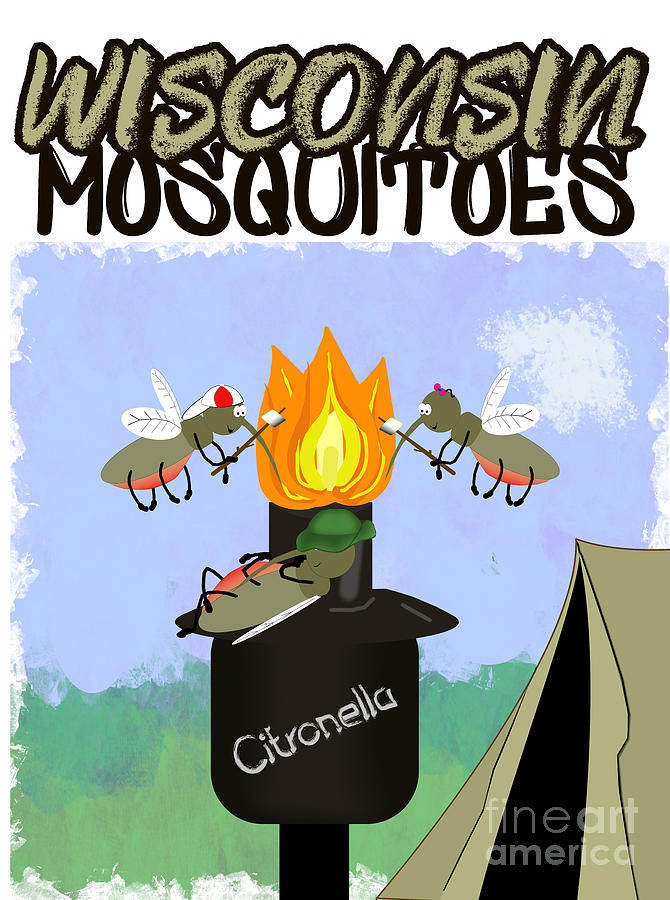 Wisconsin Mosquitoes Cartoon Camping By Tiki Torch Photograph