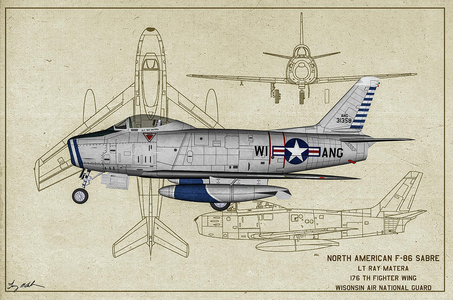 Wisconsin Sabre Jet - Profile Art Digital Art by Tommy Anderson