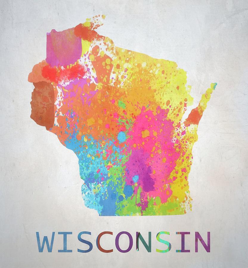 Wisconsin Watercolor Splash Mixed Media by Dan Sproul