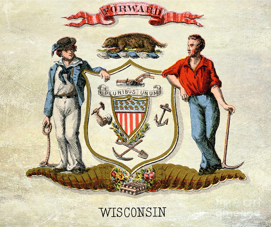WisconsinCoat of Arms 1876 Photograph by Jon Neidert