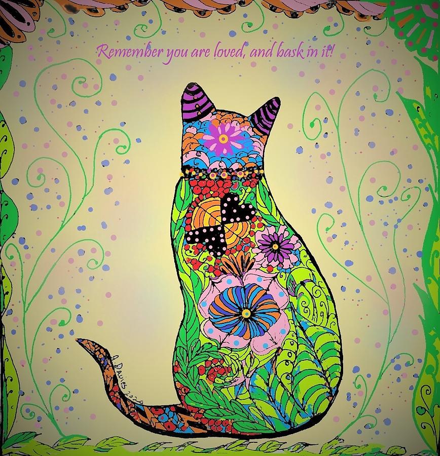 Wisdom of Cats Drawing by Angela Davies