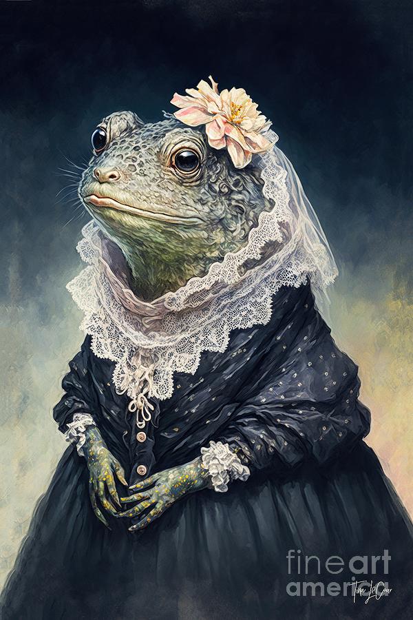 Frog Painting - Wise Old Bohemian Bullfrog by Tina LeCour