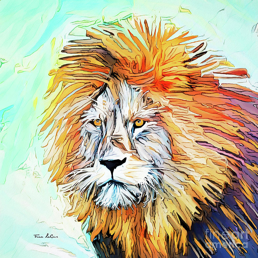 Wise Old Lion Painting by Tina LeCour - Fine Art America