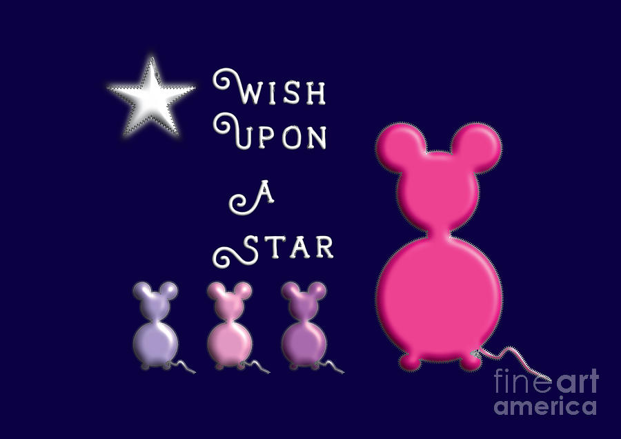 Cute Mouse Family with Wish Upon A Star Nursery Rhyme Digital Art by Barefoot Bodeez Art