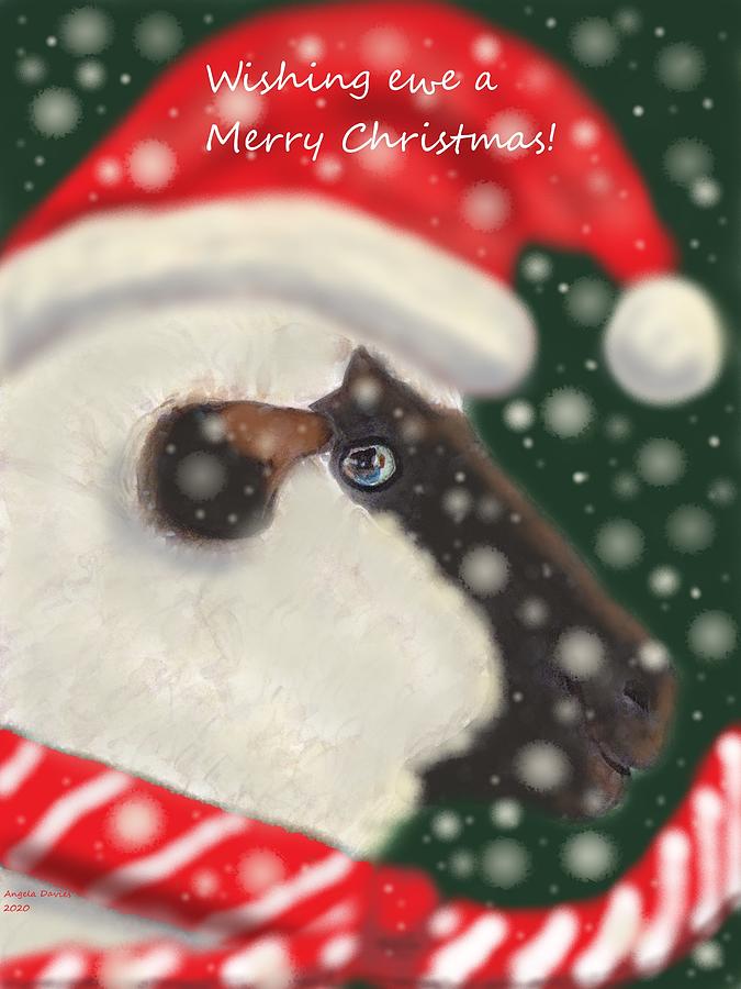 Wishing Ewe A Merry Christmas Painting by Angela Davies