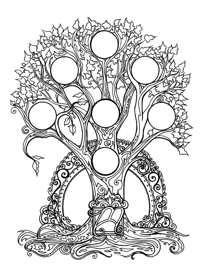 Wishing Tree with Home Protection Sigil Drawing by Katherine Nutt