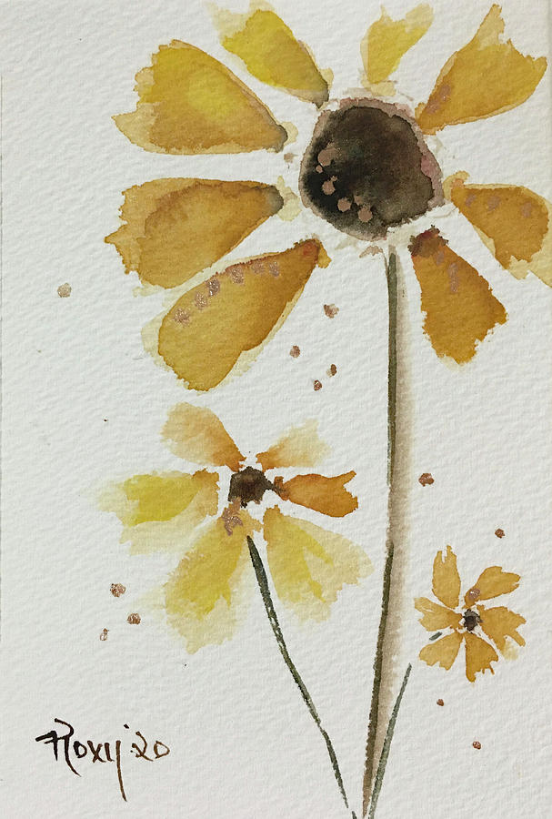 Wispy Funflower Painting by Roxy Rich