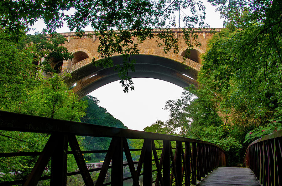 Wissahickon Foot Bridge and the Henry Avenue Bridge Photograph by Bill Cannon