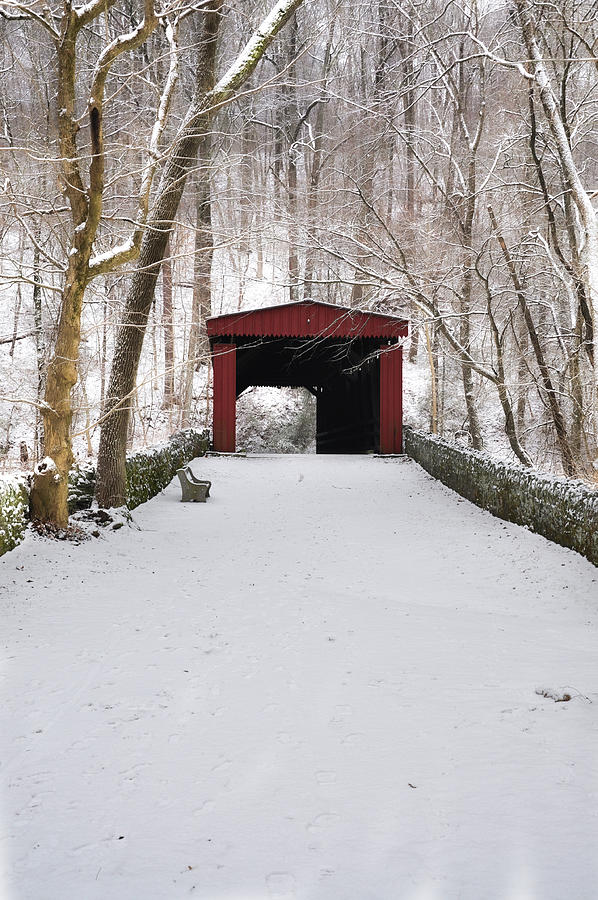 Winter Photograph - Wissahickon Winter Wonderland - Thomas Mill Covered Bridge by Bill Cannon