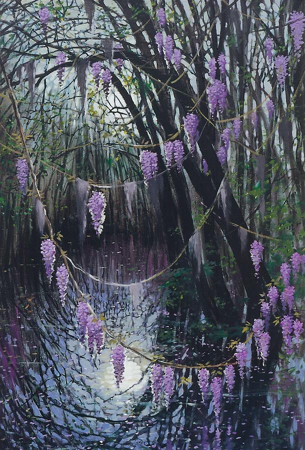 Wisteria Painting by Blue  Sky