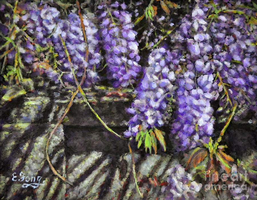 Wisteria by the Wall Painting by Eileen  Fong