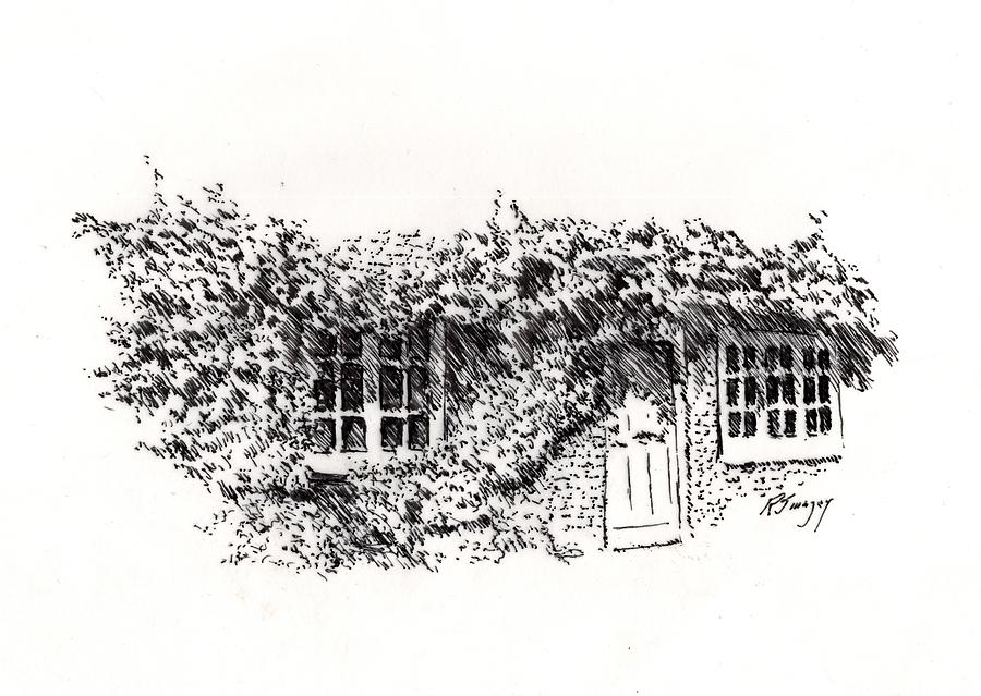 Wisteria Covered Entry Drawing by R  Allen Swezey