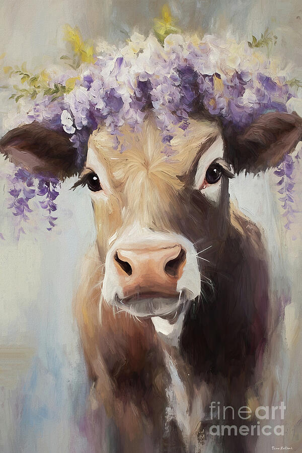 Wisteria Cow Painting by Tina LeCour Wisteria Cow Painting by Tina LeCour