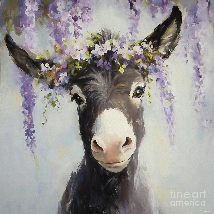Wisteria Donkey Painting by Tina LeCour Wisteria Donkey Painting by Tina LeCour