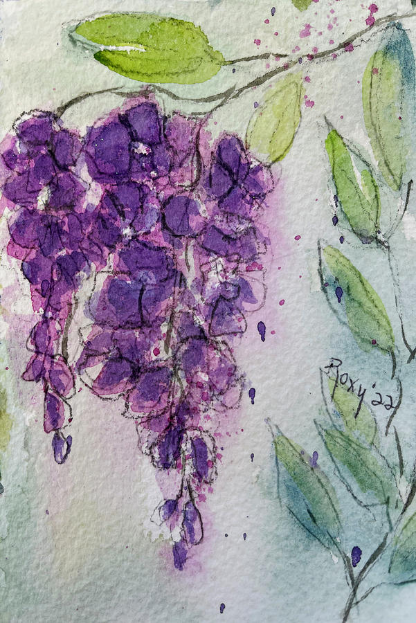 Wisteria Flowers Painting by Roxy Rich
