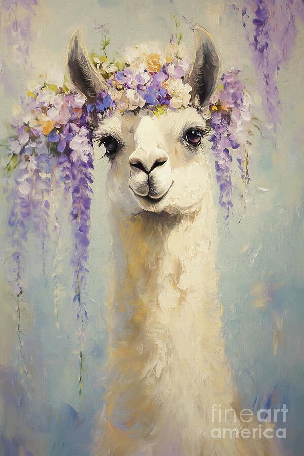 Wisteria Llama Painting by Tina LeCour Wisteria Llama Painting by Tina LeCour