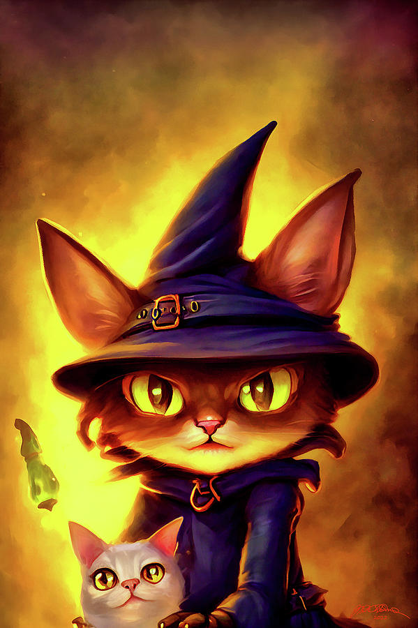 Witch cat and familiar Digital Art by Michael DeWeese - Fine Art America