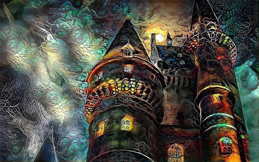 Witchy Castle Mixed Media by Debra Kewley