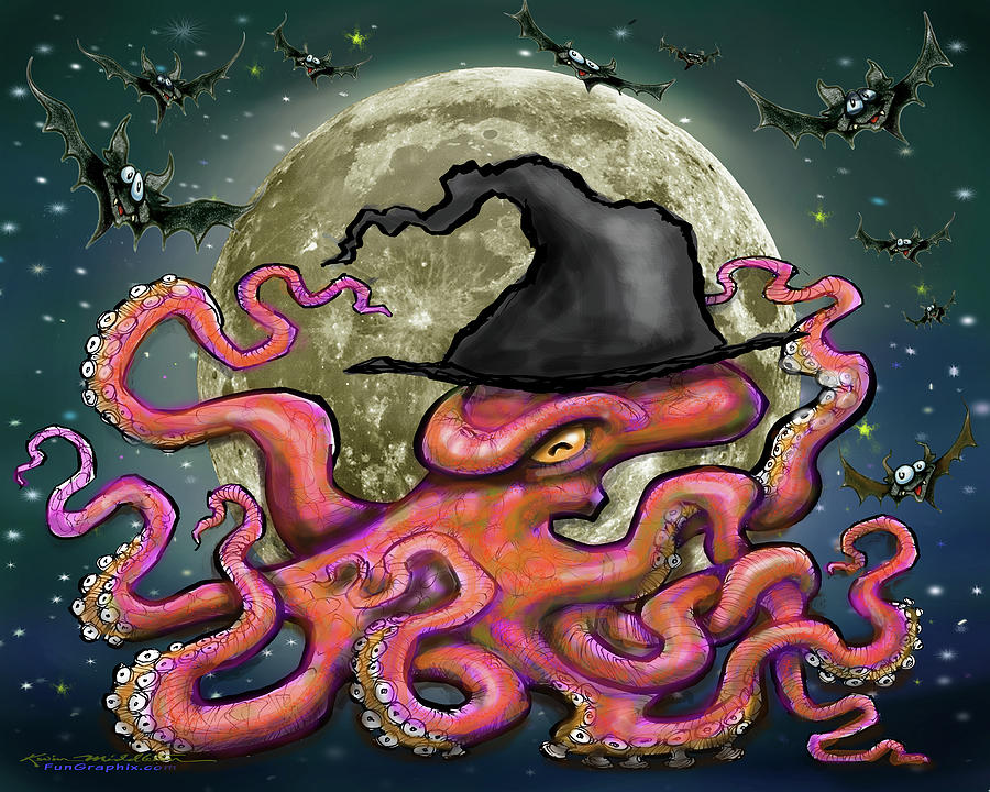 Witchy Octopus Digital Art by Kevin Middleton