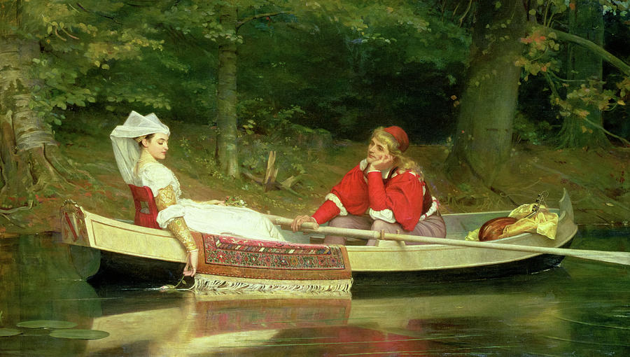 Philip Hermogenes Calderon Painting - With The River, 1869 by Philip Hermogenes Calderon