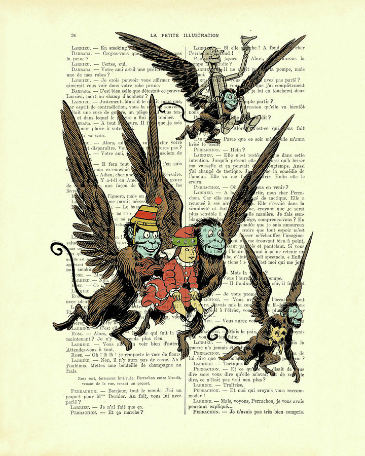 Toto Digital Art - Wizard of Oz flying monkeys scene by Madame Memento