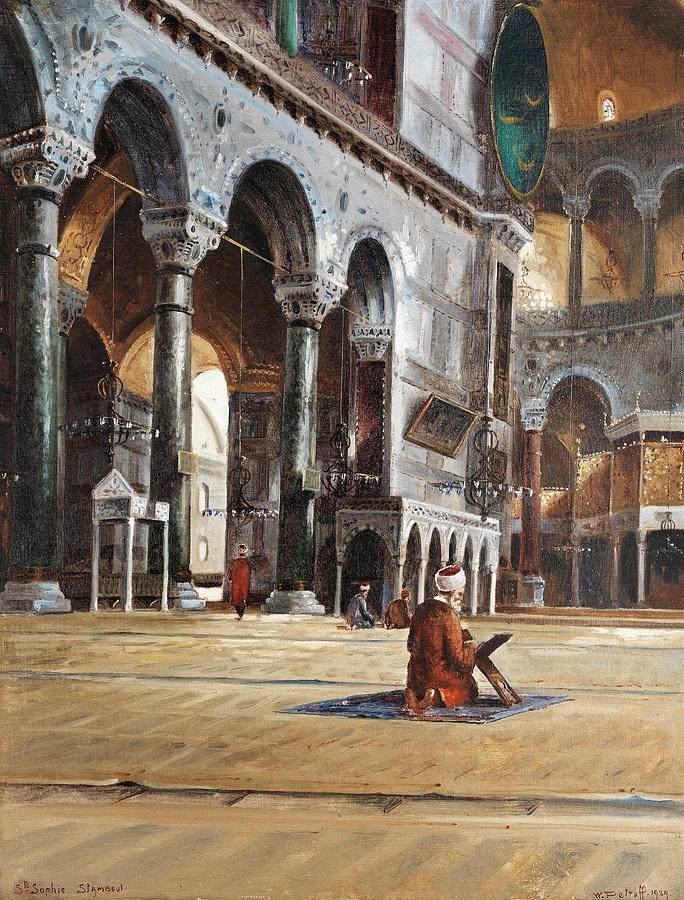 Wladimir Petroff Russian French, early 20th century The nave of the Hagia Sophia Painting by Artistic Rifki