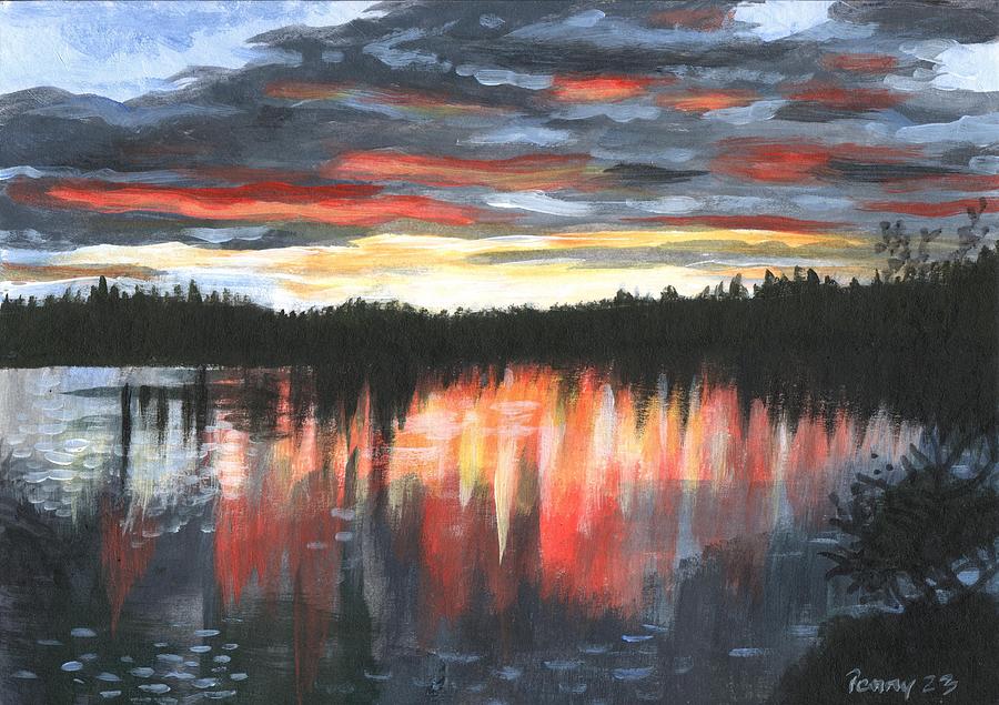 Woahink Lake Sunset Painting by Parry Johnson - Fine Art America