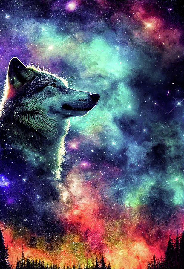 Wolf and Galaxy Digital Art by Billy Bateman - Pixels