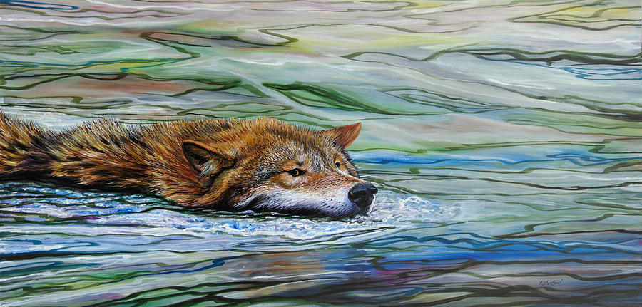Wolf Crossing Painting by R J Marchand